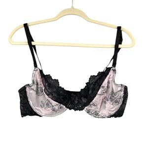 Cassandra Lace Floral Embroidery Underwire Adjustable Bow Lingerie Bra 38C